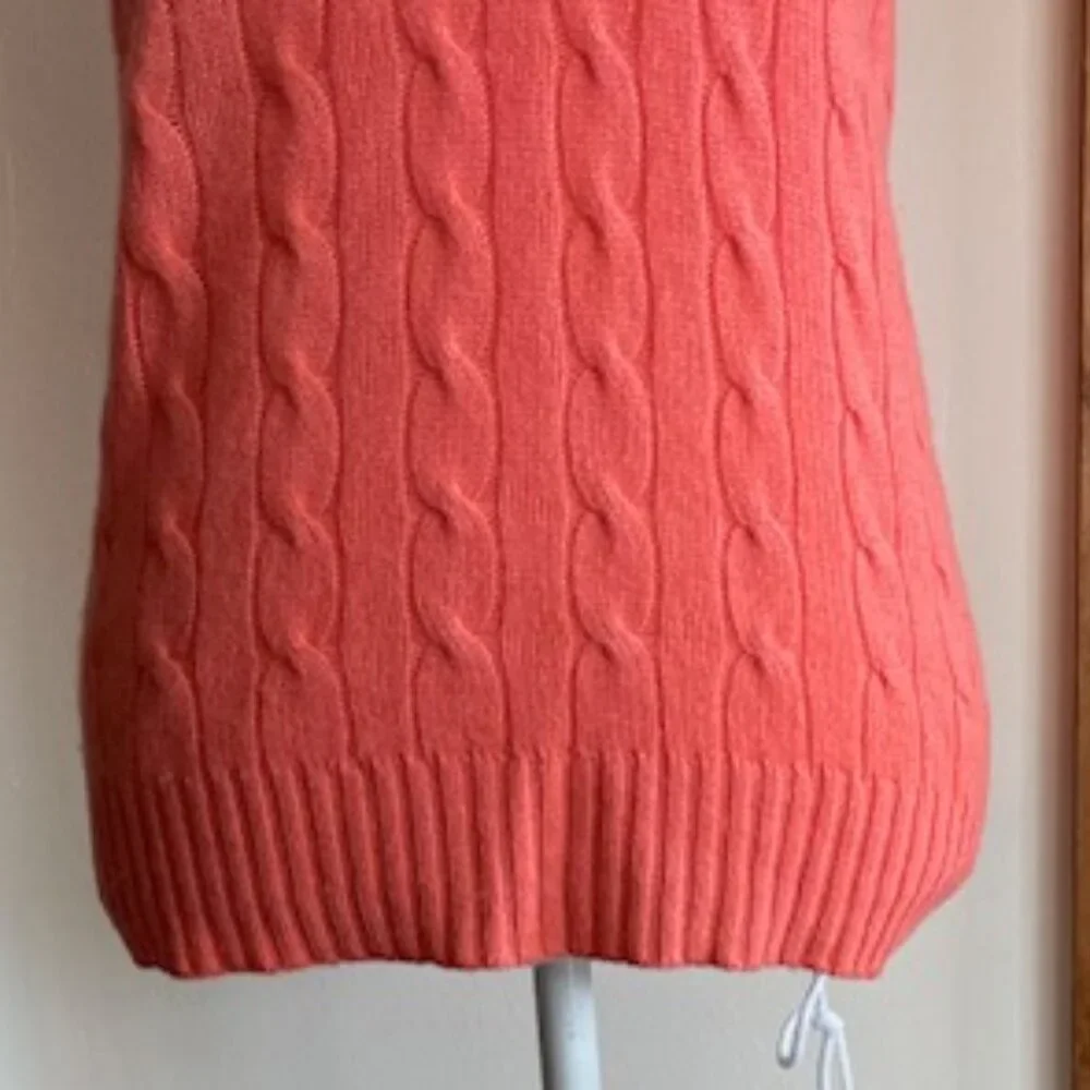 J. Crew Vibrant Coral Cashmere Short Sleeve Crewneck Cardigan S